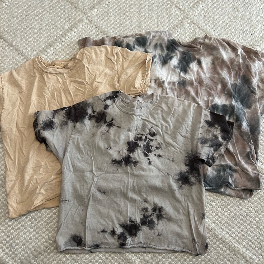 T.J.Maxx Tie-Dye Short Sleeve Tees - Beige, Gray, Brown